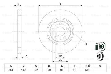 Brake disc(s) front (0 986 478 521), Alfa, Fiat, Lancia, Opel ...